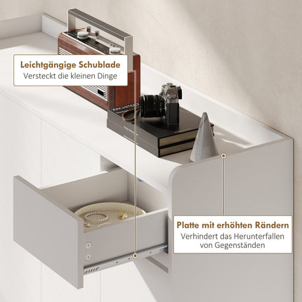 Freestanding Shoe Cabinet, Handleless, 4 Doors, Adjustable Shelves