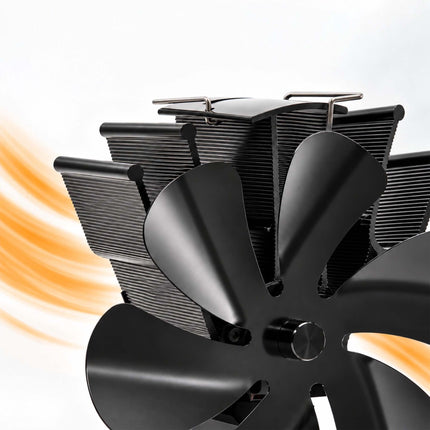 Freestanding Stove Fan with 6 Blades, No Electricity Needed, Black