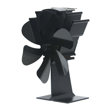 Freestanding Stove Fan with 6 Blades, No Electricity Needed, Black