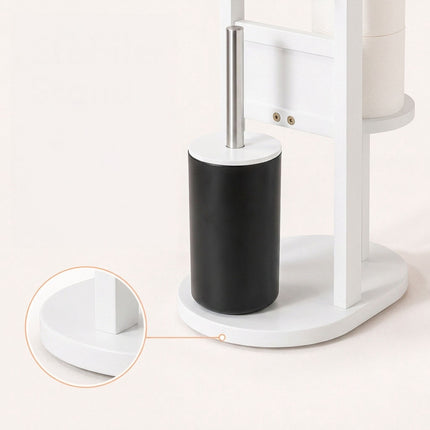 Freestanding Toilet Roll Holder with Shelf – White
