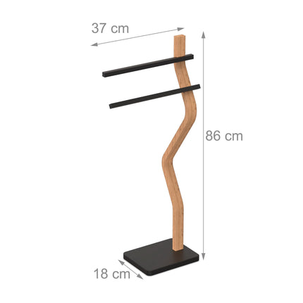 Freistehender Handtuchhalter, 2-armig, gebogener Holzrahmen