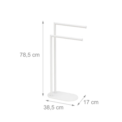 Freestanding Towel Rack, 2 Rods, Matte Metal