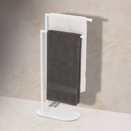 Freestanding Towel Rack, 2 Rods, Matte Metal