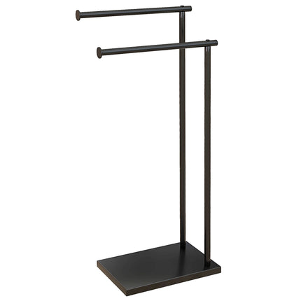 Freestanding Towel Rack with 2 Bars, Black Metal 35.5x20x78 cm