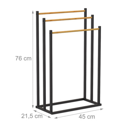 Freestanding Towel Rack with 3 Bamboo Rods