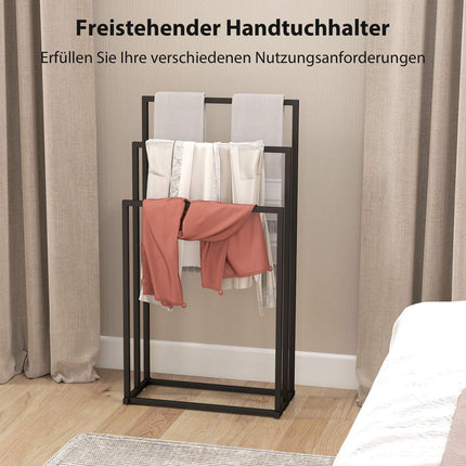 Freistehender Handtuchständer mit 3 Stangen, Stahl, 45x21,5x85 cm