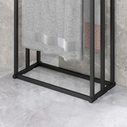 Freistehender Handtuchständer mit 3 Stangen, Stahl, 45x21,5x85 cm