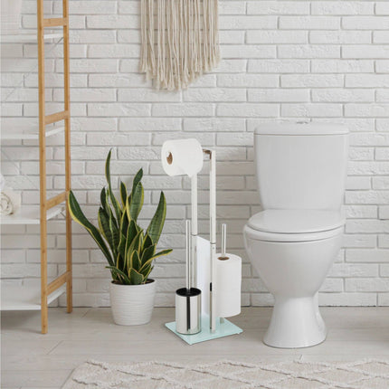 Freistehendes WC-Set aus Stahl und Glas