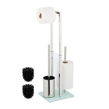 Freistehendes WC-Set aus Stahl und Glas