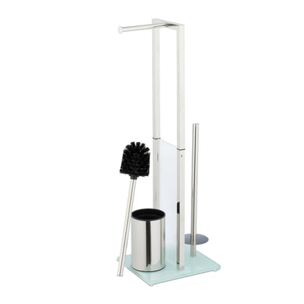 Freistehendes WC-Set aus Stahl und Glas