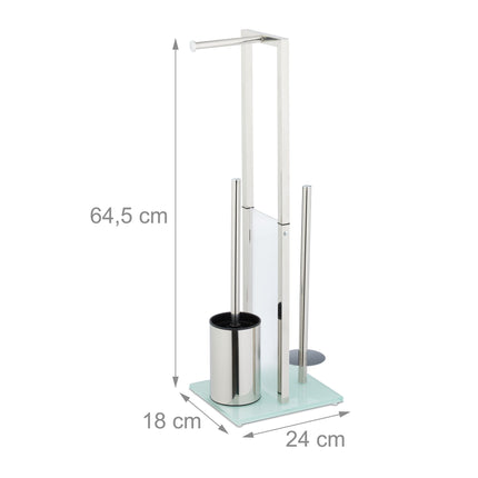 Freistehendes WC-Set aus Stahl und Glas