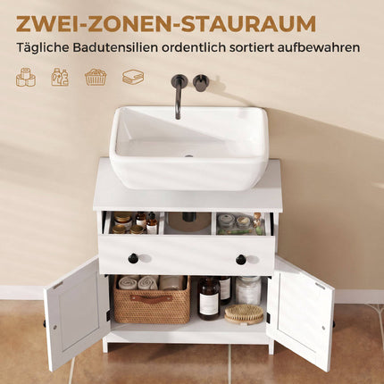 Freestanding White Bathroom Vanity Cabinet with Soft-Close Doors