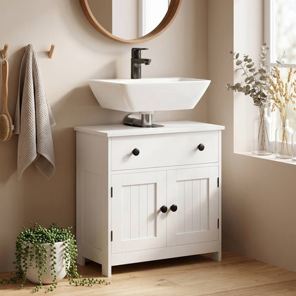 Freestanding White Bathroom Vanity Cabinet with Soft-Close Doors