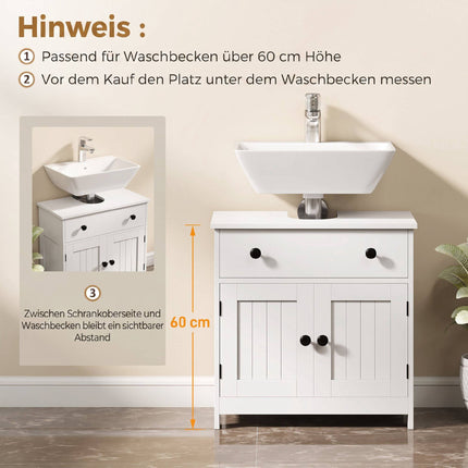 Freestanding White Bathroom Vanity Cabinet with Soft-Close Doors