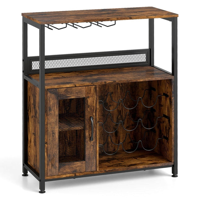 Freistehender Weinschrank mit herausnehmbarem Regal und Glashalter
