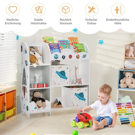 Freistehender Kinderzimmerschrank 3-stöckiges Kinderzimmerregal UFO weiß