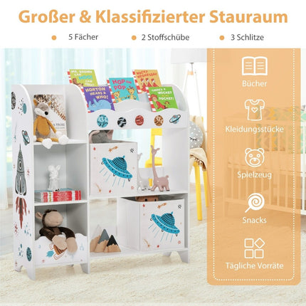 Freistehender Kinderzimmerschrank 3-stöckiges Kinderzimmerregal UFO weiß