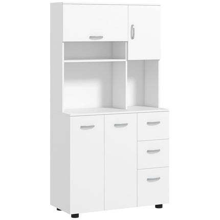 Meuble de cuisine indépendant, 89 x 39,5 x 168 cm, avec protection anti-basculement, tiroirs, étagères, portes, étagères réglables, MDF, blanc