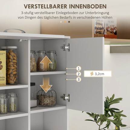 Meuble de cuisine indépendant, 89 x 39,5 x 168 cm, avec protection anti-basculement, tiroirs, étagères, portes, étagères réglables, MDF, blanc
