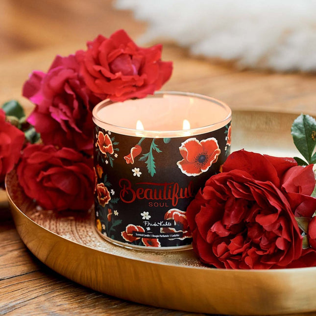 Frida Kahlo vonná svíčka – umělecký skleněný design