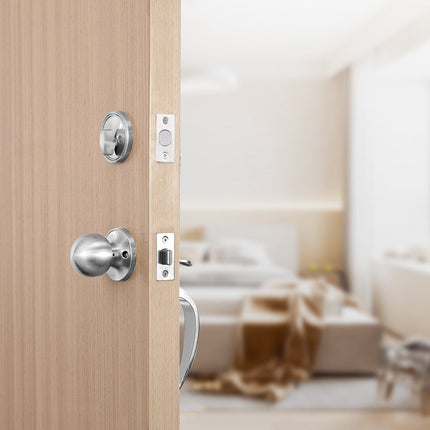 Front Door Handleset with Deadbolt, Satin Nickel, Single Cylinder