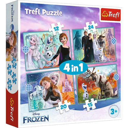 Frozen dětská sada puzzle 4 v 1, poutavá a zábavná