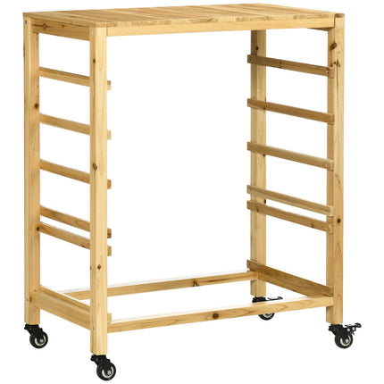 Fruit and vegetable storage trolley with wheels, 5 shelves, spruce wood