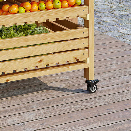 Fruit and vegetable storage trolley with wheels, 5 shelves, spruce wood