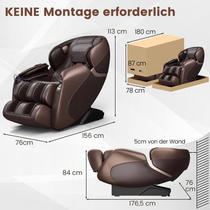 Full Body Massage Chair, Zero Gravity, Heat, Brown