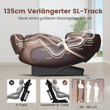 Full Body Massage Chair, Zero Gravity, Heat, Brown