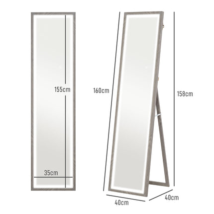 Full-Length LED Mirror, 40x160 cm, Touch Control, Dimmable