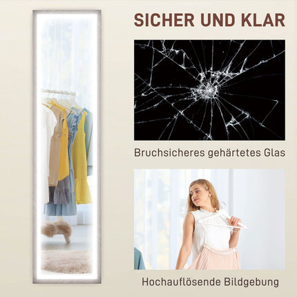 Full-Length LED Mirror, 40x160 cm, Touch Control, Dimmable