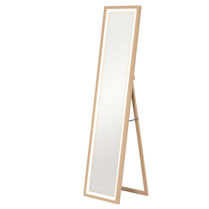 Ganzkörper-LED-Spiegel, 40x160 cm, Touch-Steuerung, Eiche