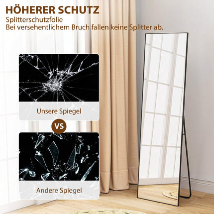 Full-Length Mirror, 161.5 cm, Silver, Wall or Free-Standing