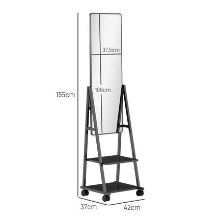 Standspiegel, 42 x 155 cm, schwarz