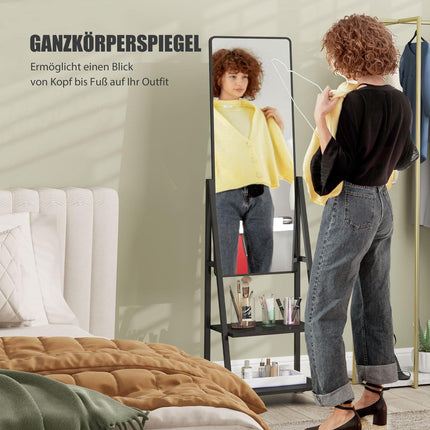 Standspiegel, 42 x 155 cm, schwarz