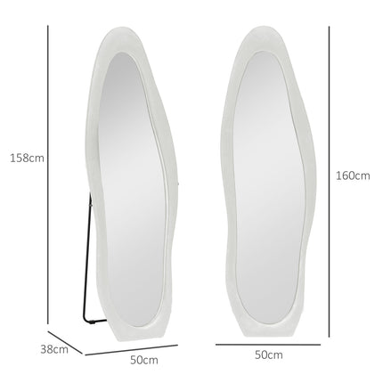 Standing full-length mirror, 50x160 cm, velvet frame, white