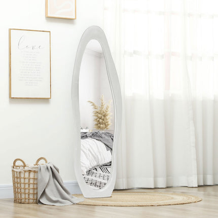 Standing full-length mirror, 50x160 cm, velvet frame, white