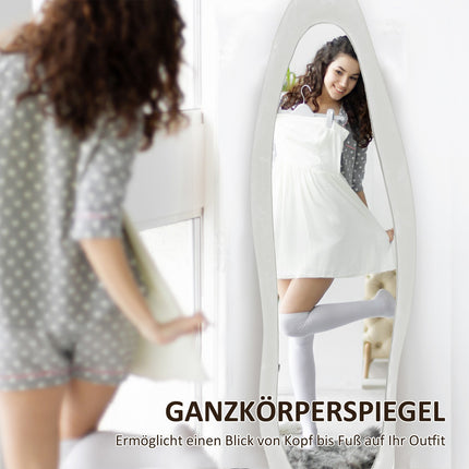 Standing full-length mirror, 50x160 cm, velvet frame, white