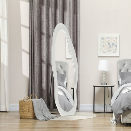 Standing full-length mirror, 50x160 cm, velvet frame, white