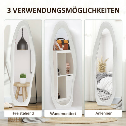 Standing full-length mirror, 50x160 cm, velvet frame, white