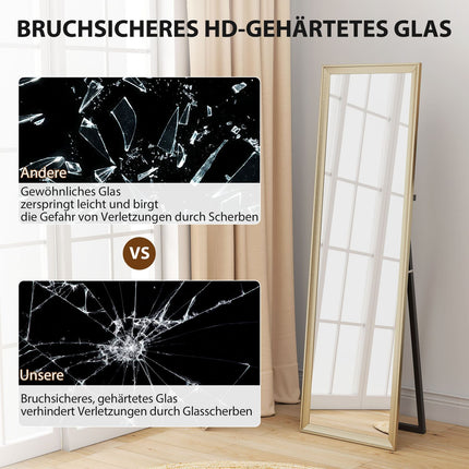 Full-Length Mirror, Flexible Placement, 160x50 cm, Gold