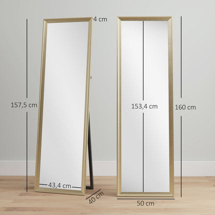 Full-Length Mirror, Flexible Placement, 160x50 cm, Gold