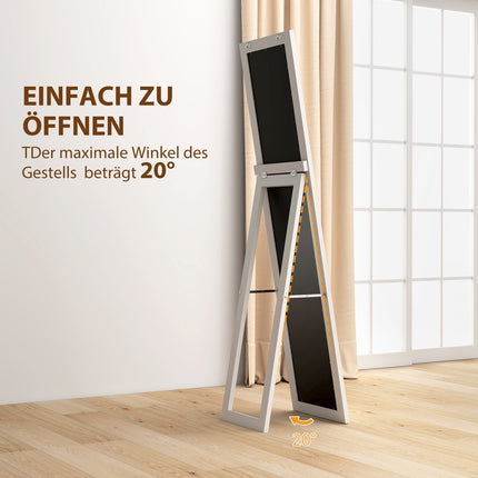 Celopostavové zrcadlo s rámem, starožitný dřevěný vzhled, 157 cm
