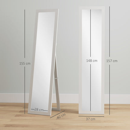 Celopostavové zrcadlo s rámem, starožitný dřevěný vzhled, 157 cm