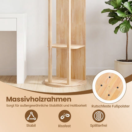 Ganzkörperspiegel mit Standfuß, drehbare Garderobe, Naturholz