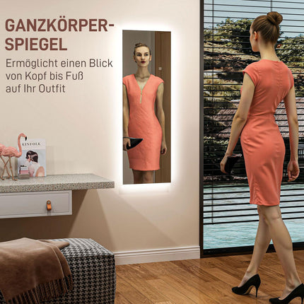 Standspiegel mit LED-Beleuchtung, Touch-Steuerung, 40x120 cm