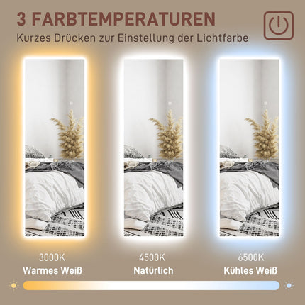 Standspiegel mit LED-Beleuchtung, Touch-Steuerung, 40x120 cm