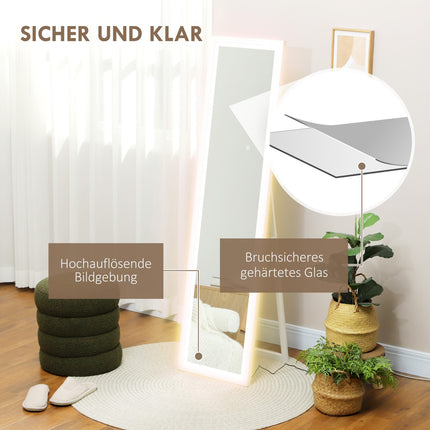 Full-length mirror with LED, Touch Control, White, 40 x 160 cm