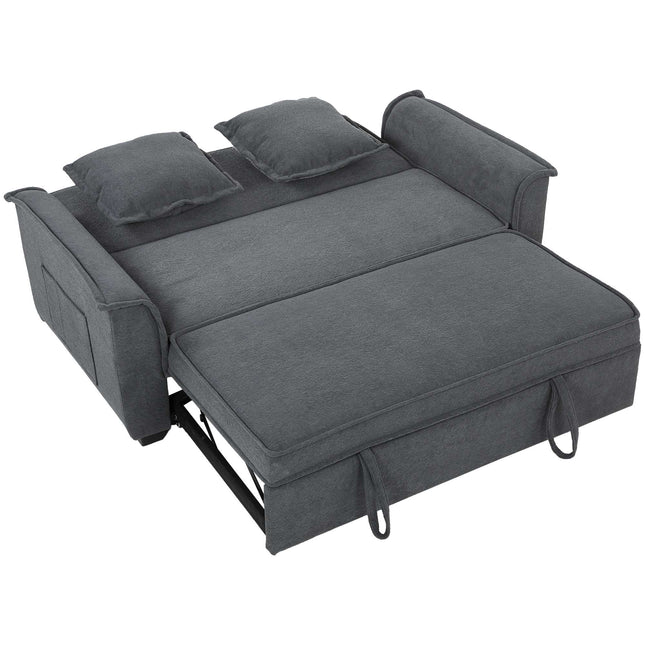 Futon Schlafsofa, verstellbare Rückenlehne, 2-Sitzer, Dunkelgrau, 2 Kissen